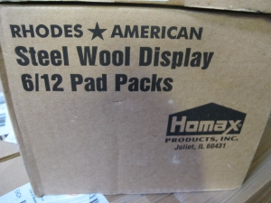 LOT TO INCLUDE LARGE QUANTITY OF STEEL WOOL: (255) 16 PAD PACKS STEEL WOOL, (383) 12 PAD PACKS OF STEEL WOOL. LOADING & HANDLING FEE $30-4094